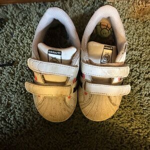 Adidas Kids Cream and Pink Sneakers